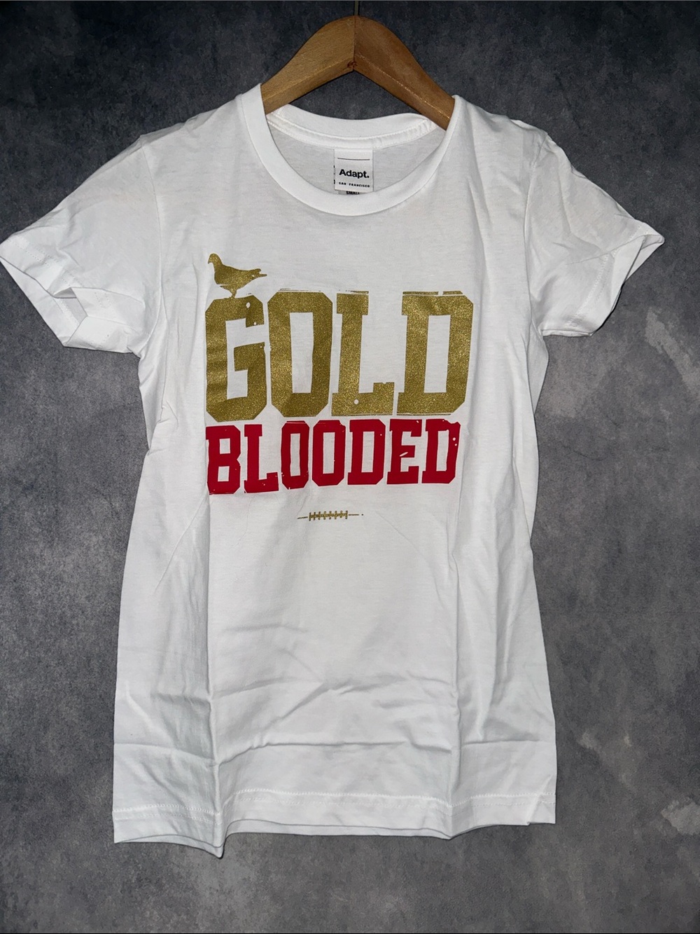 San Francisco 49ers Gold Blooded Graphic Tee - White with Gold & Red Print